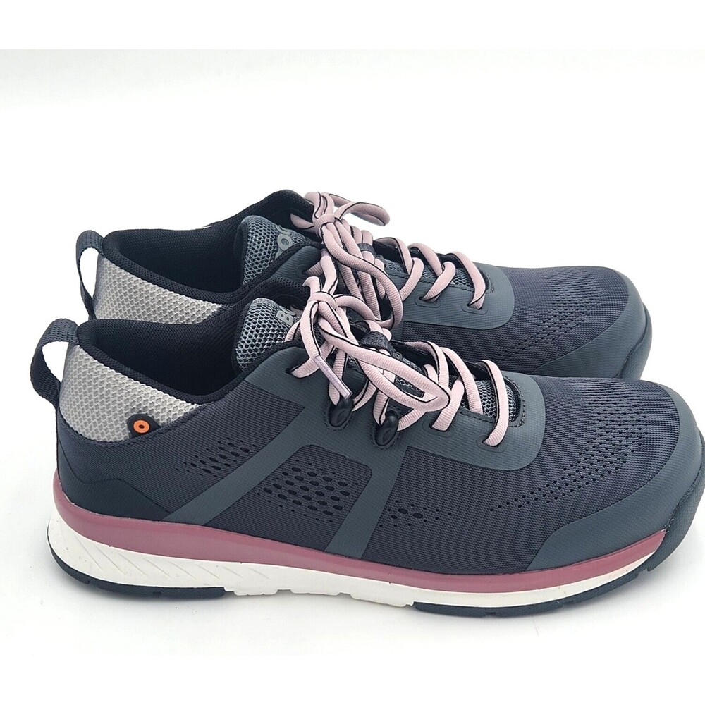 BOGS Safety Toe Shoes Womens 9.5 Gray/Pink Composite Work Sneakers ASTM NEW